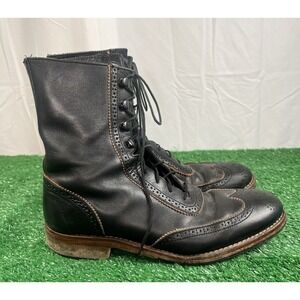 Wolverine 1000 Mile Winchester Wingtip Boots SZ 9D Men's Black Leather Brougue